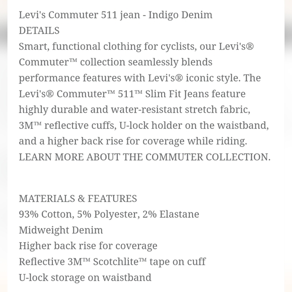 Levis commuter 511 jeans indigo denim - Picture 12 of 12